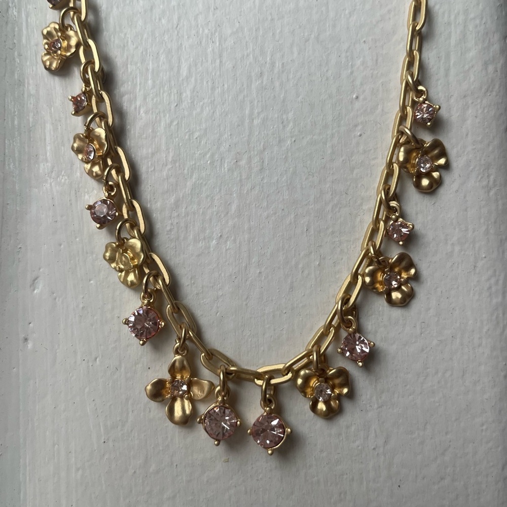 LOFT Gold and Pink Charm Necklace